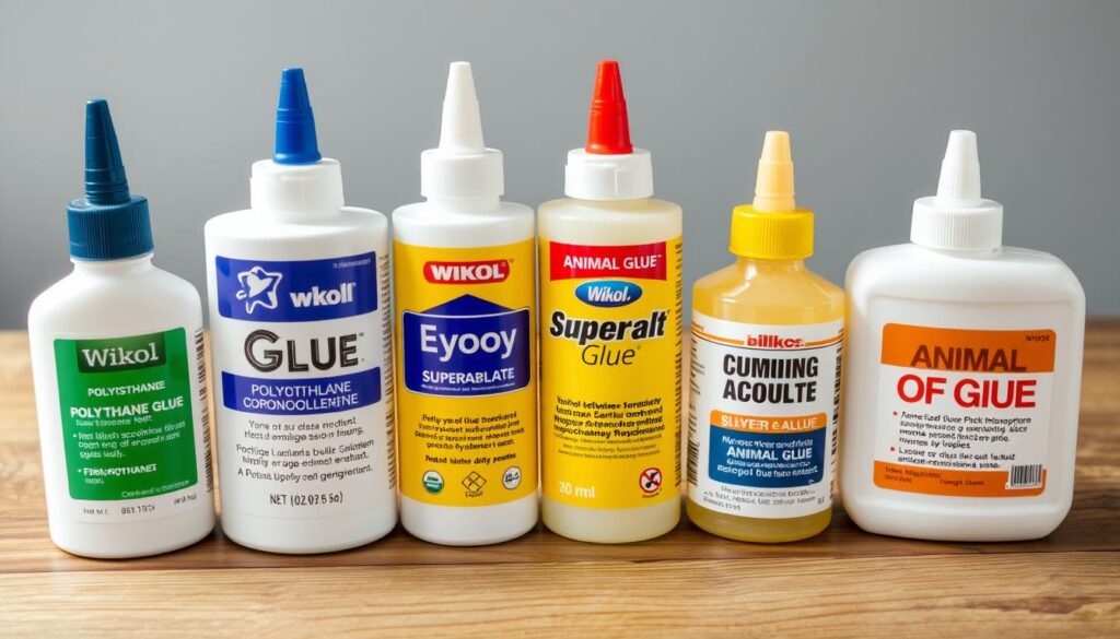 Porównanie różnych typów klejów obok kleju wikol Porównanie różnych typów klejów obok kleju wikol