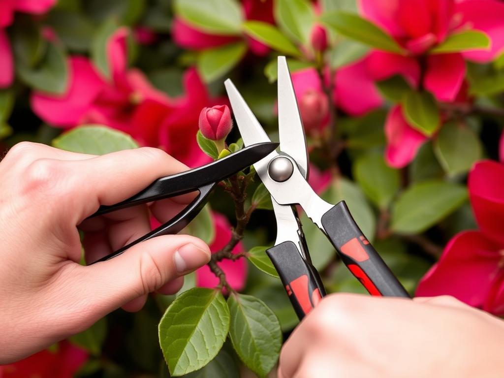 Przycinanie azalii na pniu w ogrodzie Przycinanie azalii na pniu w ogrodzie