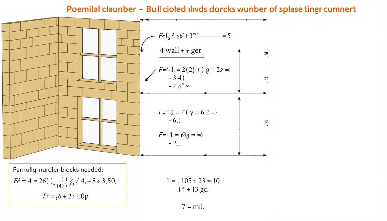 Schemat obliczania ilości pustaków potrzebnych na dom z zaznaczonymi wymiarami ścian