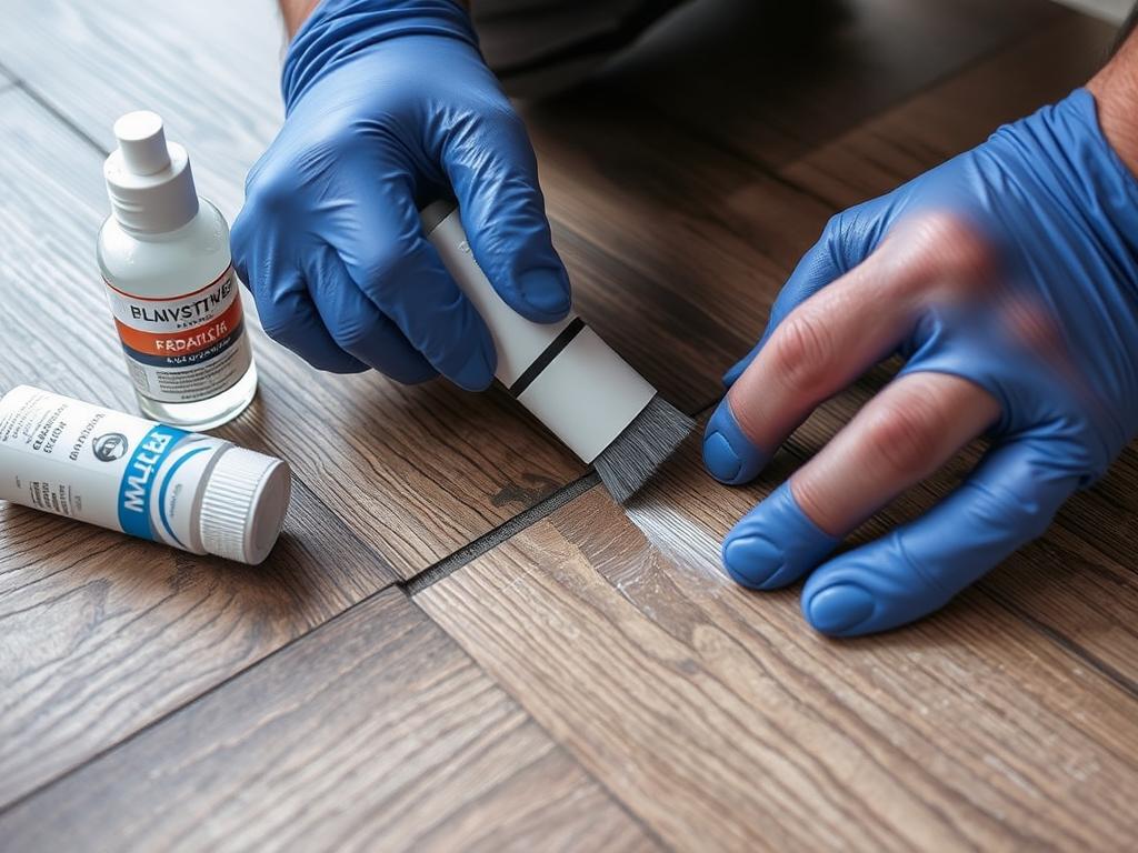 Testowanie metody naprawy rysy na niewidocznym fragmencie panela Testowanie metody naprawy rysy na niewidocznym fragmencie panela